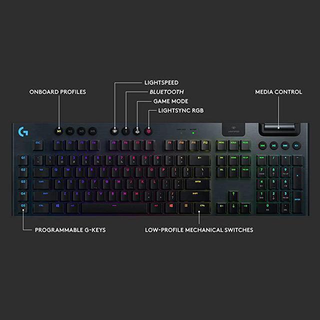 Alt view image 5 of 6 - 915 Wireless Mechanical Gaming Keyboard Clicky Black