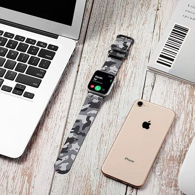 Alt view image 3 of 7 - Band Compatible with Apple Watch 44mm 42mm, Lightweight Breathable Woven Nylon Sport Wrist Strap with Metal Buckle Compatible 44mm 42mm Apple Watch Series SE / 6/5/4/3/2/1