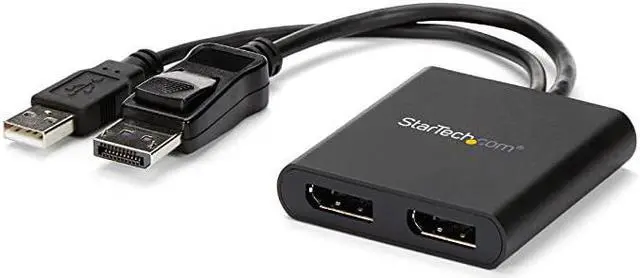 Main image of com 2Port Multi Monitor Adapter DisplayPort 12 MST Hub to Dual 4K 30Hz or 1080p USB Bus Powered Video Splitter for Extended Desktop Mode on Windows MSTDP122DP Black