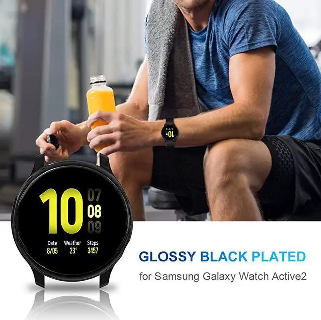 Alt view image 7 of 7 - 2 Pack  Compatible with Samsung Galaxy Watch Active 2 Screen Protector Case 44mm 40mm Soft TPU Bumper Full Around Cover for Samsung Galaxy Watch Active2 44 40 Black 40mm