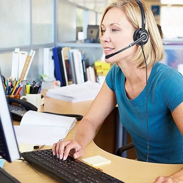 Alt view image 4 of 6 - Phone Headset for Office Landline Phones Call Center Telephone Headset with Noise Cancelling Microphone for Plantronics T10 Avaya 1408 Aastra Fanvil Polycom Nortel Gigaset 3Com etc