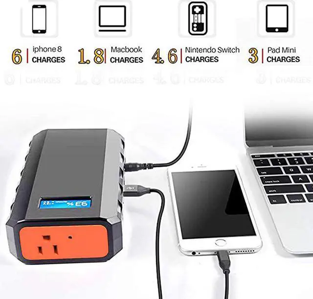 Alt view image 4 of 7 - Portable Laptop Phone Charger with AC DC USB Outlets A Super Travel Portable Battery Pack Power Bank for HP Notebooks MacBook iPad iPhone