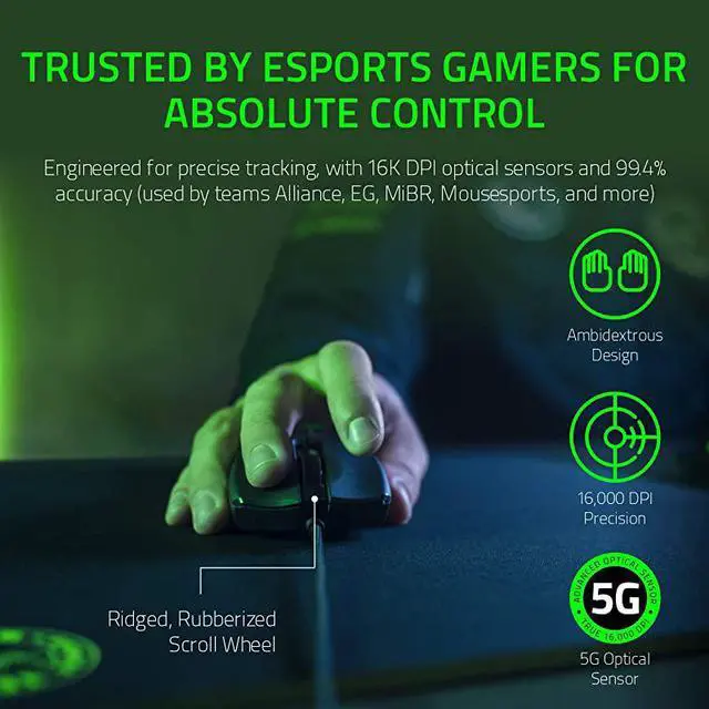 Alt view image 3 of 7 - Viper Ultralight Ambidextrous Wired Gaming Mouse Fastest Mouse Switch in Gaming 16000 DPI Optical Sensor Chroma RGB Lighting 8 Programmable Buttons DragFree Cord