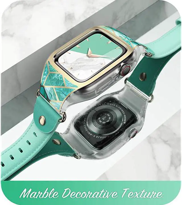 Alt view image 5 of 7 - Band Compatible with Apple Watch Band 38 mm Cosmo Stylish Sporty Protective Bumper Case with Adjustable Strap Bands for Apple Watch Series 321 Green