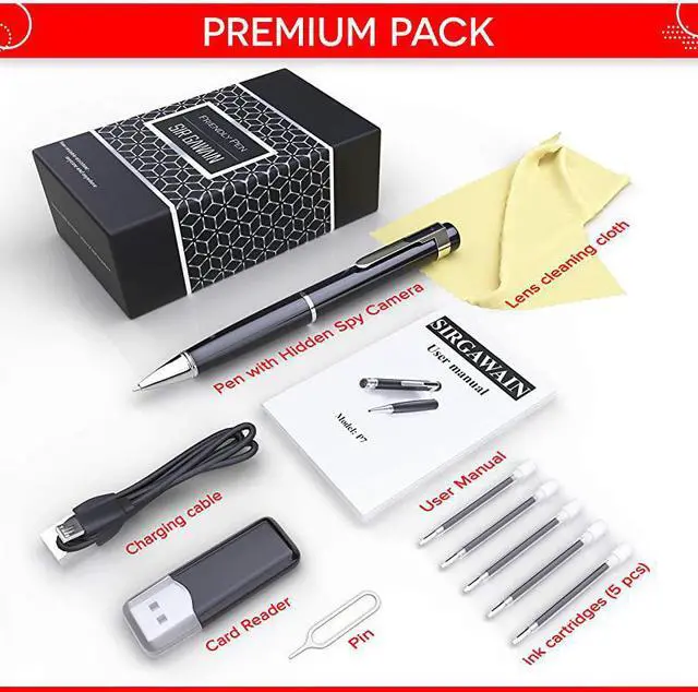 Alt view image 6 of 6 - Spy Camera Pen 1080p | Nanny Camera Spy Pen Full HD Loop Recording or Picture Taking | Wireless Security Cam with Wide Angle Lens Discrete Rechargeable