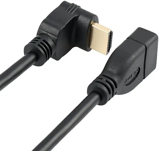 Alt view image 3 of 5 - HDMI Extension Cable High Speed 90Degree Angle HDMI Male to Female Extension Wire Cord HDMI Extender Gold Plated Plugs Black 05FT