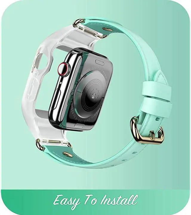 Alt view image 6 of 7 - Band Compatible with Apple Watch Band 38 mm Cosmo Stylish Sporty Protective Bumper Case with Adjustable Strap Bands for Apple Watch Series 321 Green