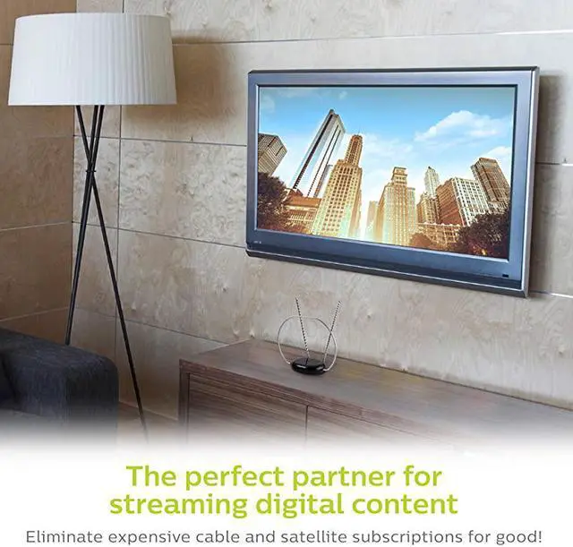 Alt view image 3 of 7 - Rabbit Ears Indoor TV Antenna Dipoles and Circular Loop Tabletop Antenna Digital Smart TV Compatible HDTV Antenna 4K 1080P VHF UHF 5Ft Coaxial Cable Black SDV8201B27