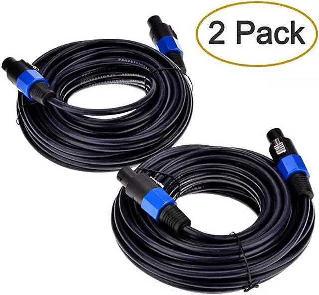 Main image of 2Pack 50 ft Male Speakon to Speakon Cables Professional 12 Guage AWG Audio Cord DJ Speaker Cable Wire with Twist Lock 2 Conductor