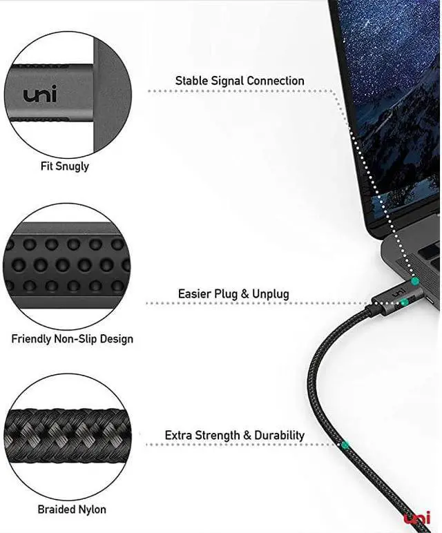 Alt view image 7 of 7 - USB C to HDMI Cable for Home Office | 6ft 4K60Hz  USB Type C to HDMI Cable Thunderbolt 3 Compatible for MacBook Pro 20202019 MacBook AiriPad Pro 2020 Surface Book 2 Galaxy S20 and More