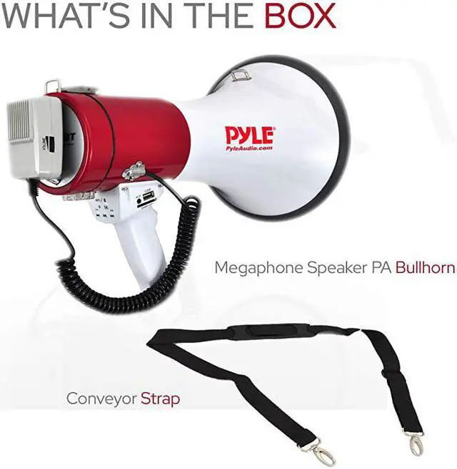 Alt view image 7 of 7 - Megaphone Speaker PA Bullhorn with Builtin Siren 50 Watts Adjustable Volume Control and 1200 Yard Range Ideal for Football Soccer Baseball Hockey and Basketball Cheerleading Fans and Coaches or for S