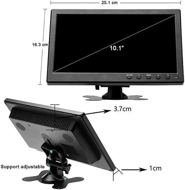 Alt view image 2 of 7 - 10 Inch Small HDMI Monitor Portable CCTV Monitors 1280x600 with BNC, AVI, VGA, HDMI Input Cable, Remote Control, Built-in Speakers, for PC, CCTV, Security Camera, Raspberry Pi, X-Box