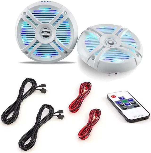 Alt view image 4 of 7 - 65 Dual Waterproof Marine Speakers 250W Outdoor CarBoat Radio Stereo Speakers WaterproofWeather Proof Marine Stereo Speakers System Pair LED Light Mount Kit Speaker Wire Grill  PLMRX68LEW