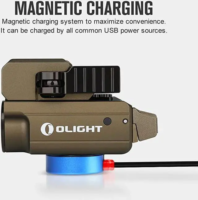 Alt view image 2 of 5 - PLMini 2 Valkyrie 600 Lumens Magnetic USB Rechargeable Compact Weaponlight with Adjustable Rail Desert Tan