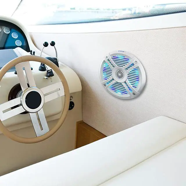 Alt view image 7 of 7 - 65 Dual Waterproof Marine Speakers 250W Outdoor CarBoat Radio Stereo Speakers WaterproofWeather Proof Marine Stereo Speakers System Pair LED Light Mount Kit Speaker Wire Grill  PLMRX68LEW