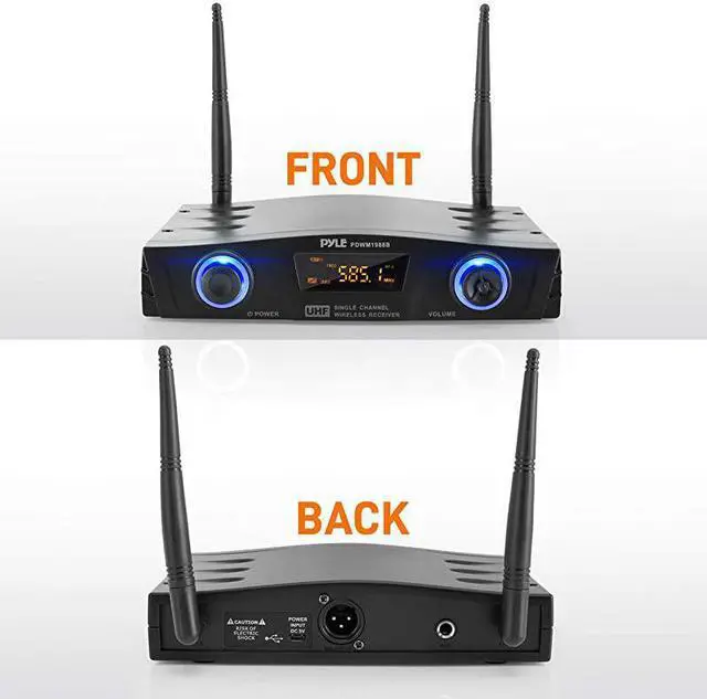 Alt view image 3 of 7 - Compact UHF Wireless Microphone System Pro Portable 1 Channel Desktop Digital Mic Receiver Set w BeltPack Transmitter Receiver Headset and Lavalier Mics XLR For Home PA  PDWM1988BBlack