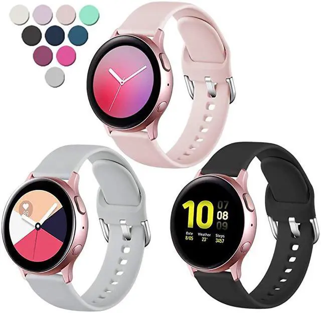 Main image of Compatible with Samsung Galaxy Active 2 Watch Bands 40mm 44mm Galaxy Watch Active Bands Galaxy Watch bands 42mm 20mm Silicone Sport Strap3 PackSmallPink SandGrayBlack