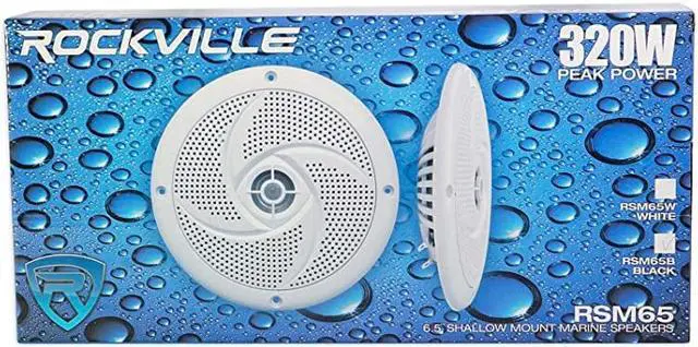 Alt view image 7 of 7 - Pair  RSM65B 65 320 Watt Waterproof Shallow Slim Marine Boat Speakers