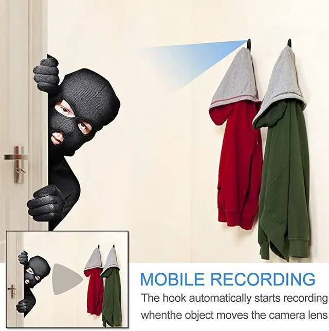 Alt view image 2 of 7 - Clothes Hook Hidden Camera  HD 1080P Spy Camera Clothes Hook Camera Video Recorder Loop RecordingMotion Detector Wireless Security Nanny Cam