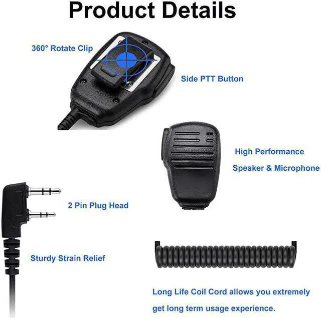 Alt view image 3 of 4 - Shoulder MicTwo Way Radio Speaker Mic with 35mm Audio Jack2 Pin Radio Mic with PTT for FPCN10A FPCN30A FPEN10A Compatible with Baofung Kenwood TYT HYT Retevis Radio 1 Pack