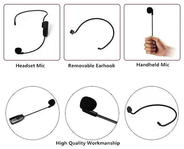Alt view image 6 of 7 - Wireless Microphone Headset  24G Wireless Mic 50m Stable Wireless Transmission Headset and Handheld 2 in 1 for Voice Amplifier Camera Recording Speaker