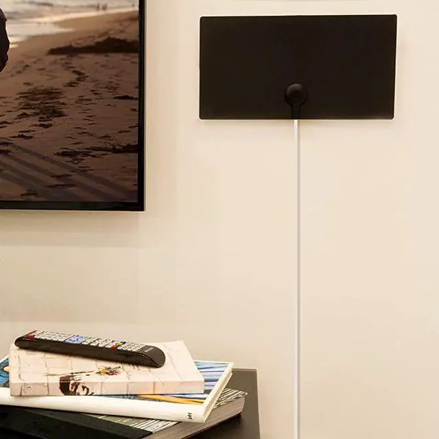 Alt view image 7 of 7 - Ultra Ed Indoor TV Antenna Slim Home Decor Reversible Black White 4K 1080P VHF UHF Long Ran Antenna Digital HDTV Antenna Smart TV Compatible 6Ft Coaxial Cable 11264