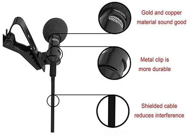 Alt view image 4 of 7 - Lapel Microphone Clip on Omnidirectional Condenser Mic Professional Compatible iPhone Samsung Galaxy Android Smartphones iPad DSLR Camera Recording YouTube Interview Studio Video