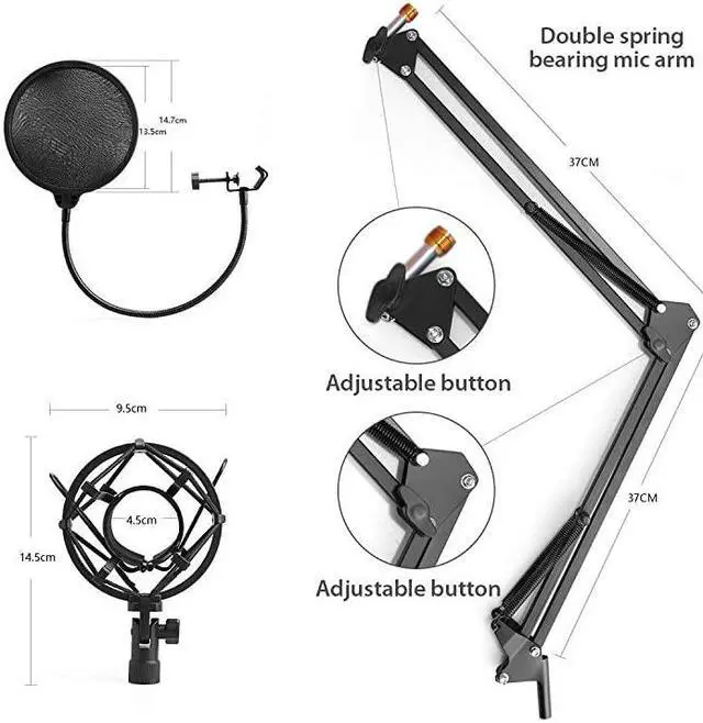 Alt view image 7 of 7 - USB Microphone Kit 192KHZ24BIT Plug Play  AUA04 USB Computer Cardioid Mic Podcast Condenser Microphone with Professional Sound Chipset for PC Karaoke YouTube Gaming Recording