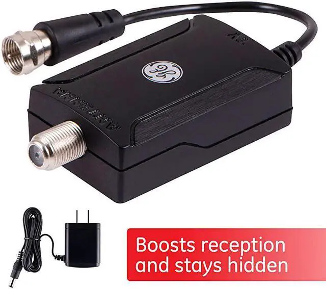Main image of Indoor TV Antenna Amplifier Low Noise Antenna Signal Booster Clears Up Pixelated Low-Strength Channels HD TV Digital VHF UHF AC Power Adapter Black 42178