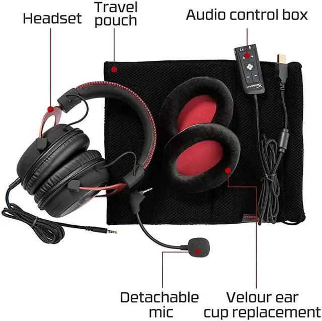 Alt view image 5 of 7 - Cloud II Gaming Headset 71 Surround Sound Memory Foam Ear Pads Durable Aluminum Frame Detachable Microphone Works with PC PS4 Xbox One Red