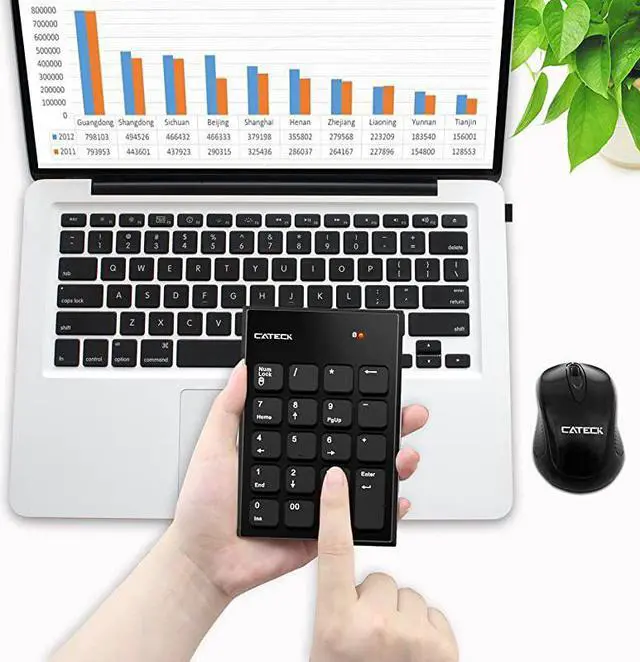 Alt view image 7 of 7 - Numeric Keypad Mouse Combo  24G Wireless Mini USB Number Pad Keyboard and Mouse Combo with USB Receiver for Laptop Desktop PC Notebook Just One USB Receiver