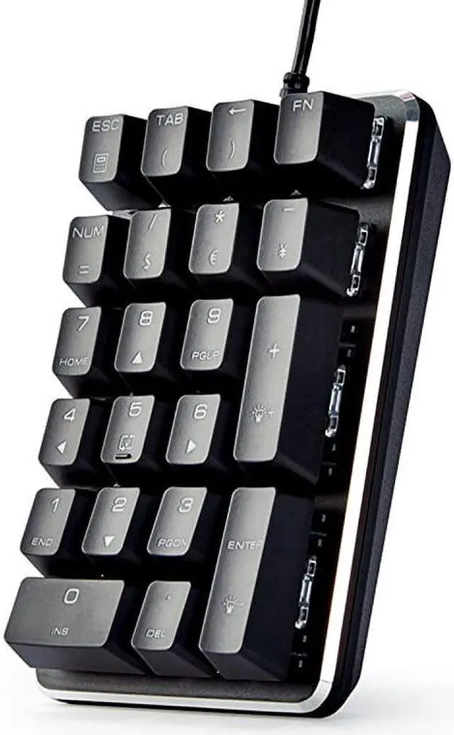Alt view image 4 of 7 - Mechanical Numeric Keypad GATERON Red Switch Wired Ice Blue Backlight Gaming Keypad 21 Keys Mini Numpad Portable Keypad Extended Layout Black Magicforce
