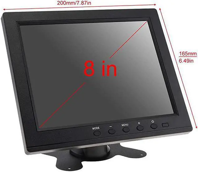 Alt view image 2 of 7 - Inch LED Monitor HD TFTLCD Color Monitor Mini TV Computer 2 Channel Video Input Security Monitor with Speaker VGA HDMI for Car