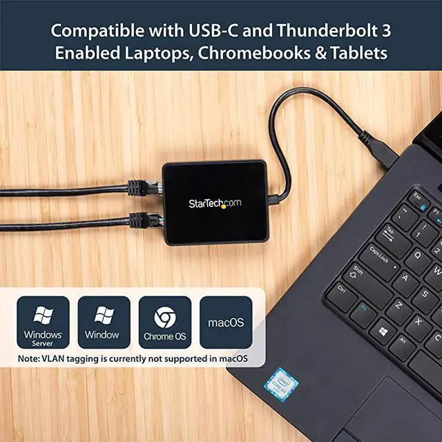 Alt view image 3 of 5 - com USBC to Dual Gigabit Ethernet Adapter with USB 30 TypeA Port USB TypeC Gigabit Network Adapter US1GC301AU2R