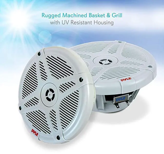 Alt view image 3 of 6 - 65 Inch Marine Speakers Pair 2way IPX4 Waterproof and Weather Resistant Outdoor Audio Dual Stereo Sound System with 600 Watt Power and Low Profile Design  PLMR652W White