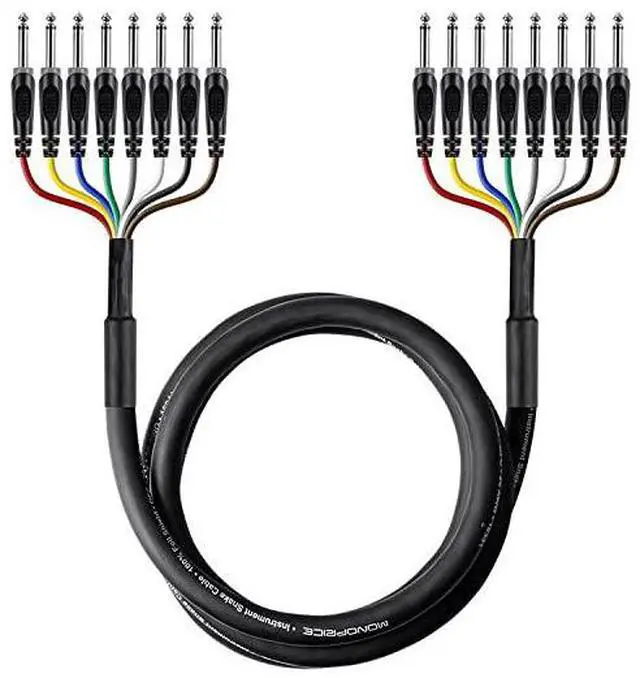 Main image of 601496 8Channel 14 Inch TS Male to 14 Inch TS Male Snake 26AWG Cable Cd 6 Meter 20 Feet With 8 Balanced Mono Unbalanced Stereo Lines