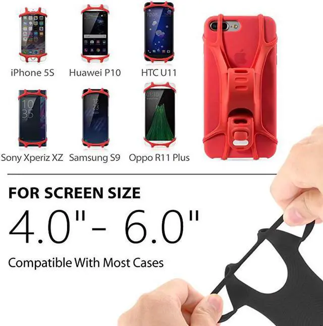 Alt view image 3 of 6 - Bike Tie X Universal Bike Phone Mount Bicycle Handlebar Stroller Cell Phone Holder for iPhone 8 7 6s Plus 5 SE Samsung Galaxy S8 S7 Note 6 4 to 6 Inch Smartphone Black