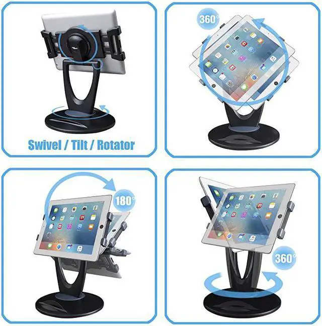 Alt view image 2 of 7 - Retail Tablet Stand 360 Rotates iPad Stand for 6 inch to 13 inch Tablets Swivel Tablet Holder w Pen Storage and Phone Stand for Store Office Showcase Reception Kitchen Desktop 5025 Black