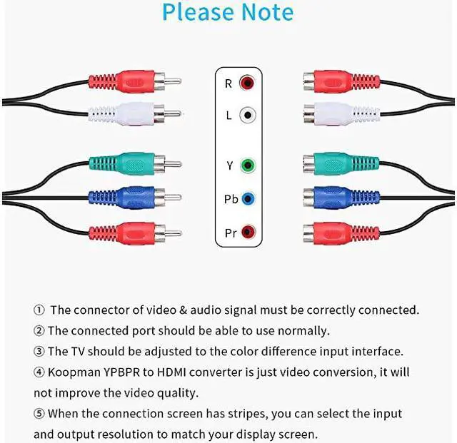 Alt view image 5 of 7 - Component to HDMI YPbPr to HDMI Converter  5RCA RGB to HDMI Converter Adapter Supports 1080P Video Audio Converter Adapter HDMI V14 for DVD PSP Xbox PS2 N64 to HDTV Monitor and Projector
