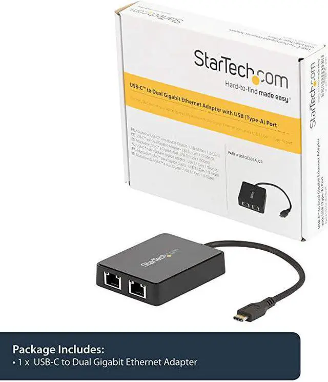 Alt view image 5 of 5 - com USBC to Dual Gigabit Ethernet Adapter with USB 30 TypeA Port USB TypeC Gigabit Network Adapter US1GC301AU2R