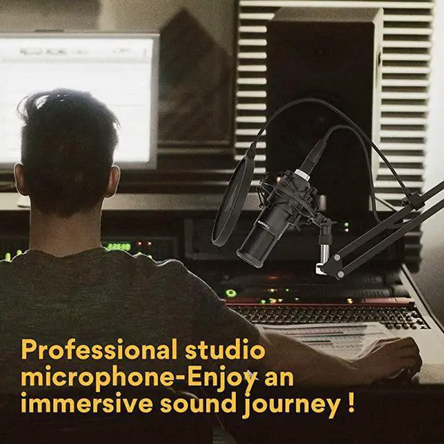 Alt view image 7 of 7 - XLR Condenser Microphone Kit  AUPM320S Professional Cardioid Vocal Studio Recording Mic for Streaming Voice Over Project HomeStudio
