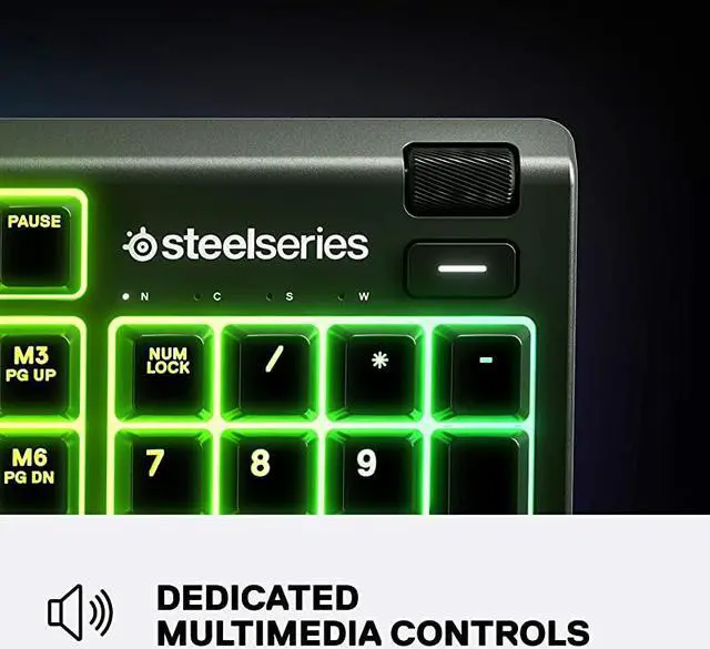 Alt view image 4 of 7 - Apex 3 RGB Gaming Keyboard 10Zone RGB Illumination IP32 Water Resistant Premium Magnetic Wrist Rest Whisper Quiet Gaming Switch
