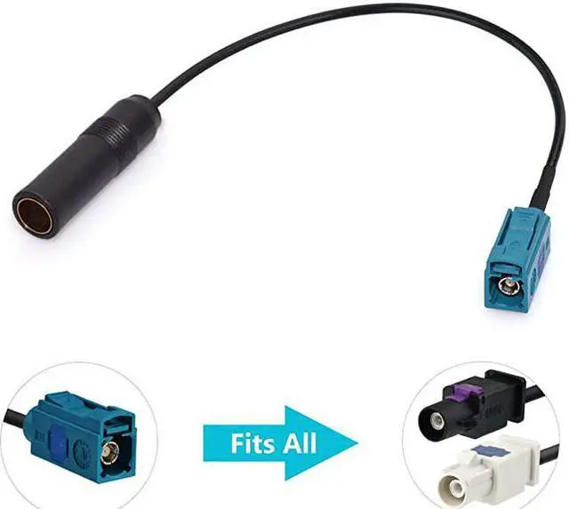 Alt view image 4 of 7 - Universal Vehicle Car Stereo FM AM Radio Antenna Adapter Cable 2Pack Fakra Z Male Female to DIN Plug Connector Cable for Car Stereo Audio HD Radio Head Unit CD Media Player Receiver