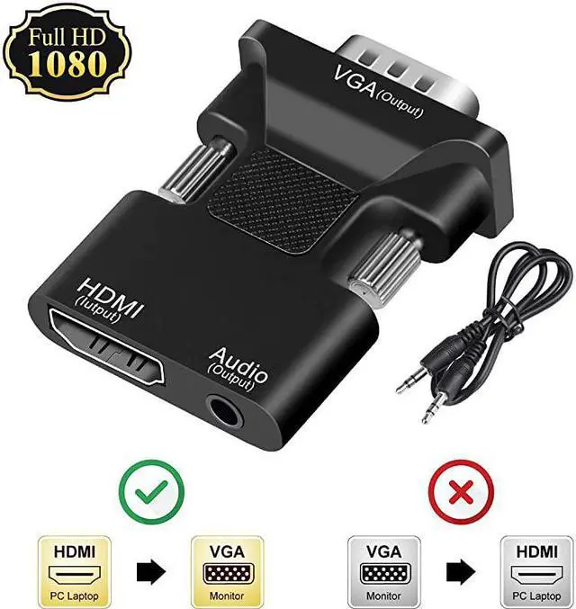 Main image of HDMI to VGA AdapterConverter 1080P HDMI Female to VGA Male Converter Adapter 35mm Audio Cable