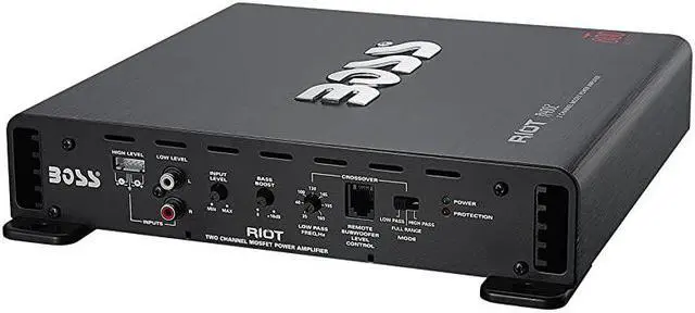Alt view image 5 of 6 - R4002 Riot 800 Watt 2 Channel 2 4 Ohm Stable Class AB Full Range Bridgeable Mosfet Car Amplifier with Remote Subwoofer Control
