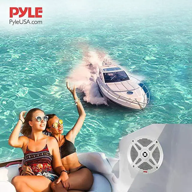 Alt view image 6 of 6 - 65 Inch Marine Speakers Pair 2way IPX4 Waterproof and Weather Resistant Outdoor Audio Dual Stereo Sound System with 600 Watt Power and Low Profile Design  PLMR652W White