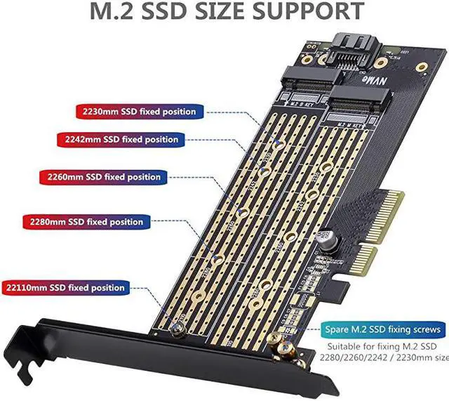 Alt view image 5 of 7 - M.2 PCIE Adapter for SATA or PCIE NVMe SSD with Advanced Heat Sink Solution,M.2 SSD NVME (m Key) and SATA (b Key) 22110 2280 2260 2242 2230to PCI-e 3.0 x 4 Host Controller Expansion Card