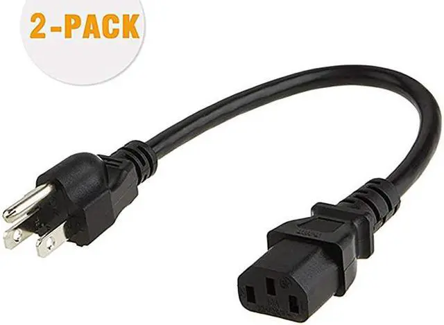 Main image of 2Pack 6 Feet 18 AWG Universal Power Cord for NEMA 515P to IEC320C13 Cable 18M Black