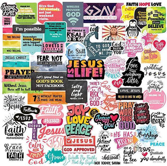 Stickers for Water Bottles 77 Inspirational Jesus Faith Stickers Pack with  Bible Verse Motivational Stickers