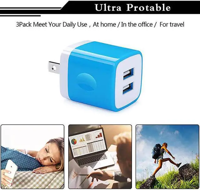 Alt view image 6 of 7 - Wall Charger Charging Block 5Pack 21A Wall Plug Portable Power Cube Brick Charger Adapter Compatible with iPhone 1111 Pro MaxXs MaxXsXRX876S6 Plus Samsung Galaxy S20 A10e A20 A50 A80